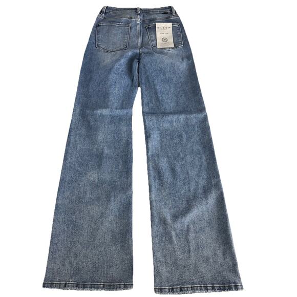 RISEN High Rise Distressed Ripped Wide Leg Baggy Jeans 7/28 Medium Wash - Picture 16 of 16